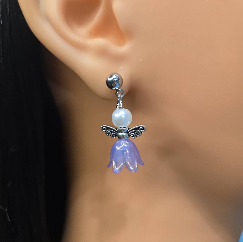 Hand Crafted Angel Earrings with Multicolor Charms
